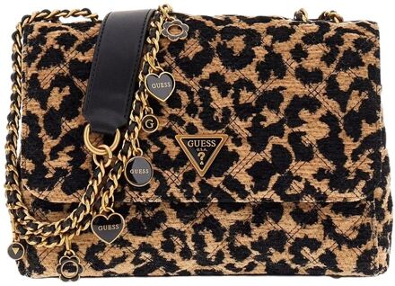 Guess Giully II 2 Comp Cnvrtble Flap leopard schoudertas dames Multicolor - H 17 x B 25 x D 7 cm
