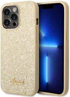 Guess Glitter Flakes Backcover voor de Apple iPhone 14 Pro Max - Goud