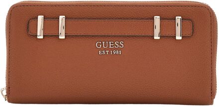 Guess Gregoria Slg Large Zip Around cognac dames portemonnee - H 9,5 x B 20 x D 2,5 cm
