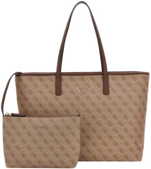 Guess Grote Tech Tote Tas Wit PU Guess , Beige , Dames - ONE Size