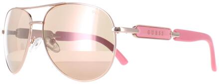 Guess GU7295 28G glanzende roségoudbruine spiegelzonnebril - One Size
