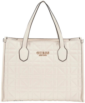 Guess Handtas Silvana Doorgestikt Crème - T/U