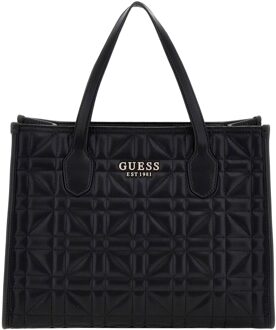 Guess Handtas Silvana Doorgestikt Zwart - T/U