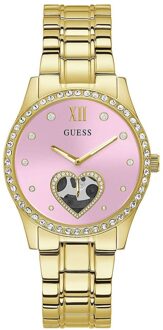 Guess Hart wijzerplaat roestvrijstalen armbandhorloge Guess , Yellow , Dames - ONE Size