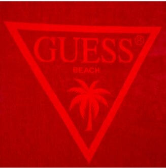 Guess heren strandhanddoek Palmas Rood - One Size