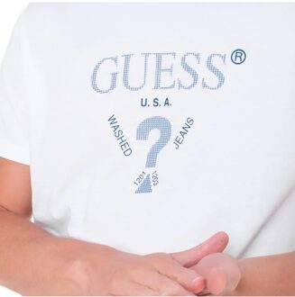 Guess heren T-shirt, gewassen in de VS Wit - M