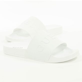 Guess herenmuiltjes met reliëflogo Wit - EU 45