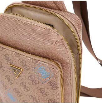 Guess herenschoudertas Milano 4G Bruin - One Size