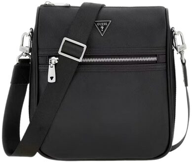 Guess herenschoudertas Milano Saffiano Zwart - One Size