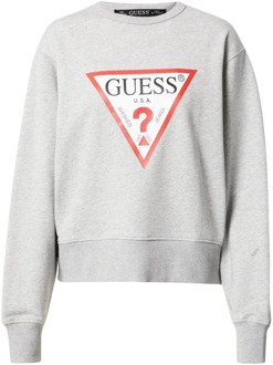 Guess Iconische Sweater - Grijs, Rechte Pasvorm, Lange Mouwen, Bedrukt Logo Guess , Gray , Dames - M,S