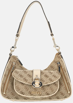 Guess Jessa schoudertas latte logo Bruin