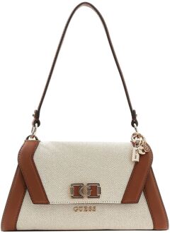 Guess Karnilla Flap Shoulder Bag natural/cognac schoudertas dames Multicolor - H 15 x B 27 x D 8 cm