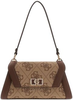 Guess Karnilla Logo Flap Shoulderbag latte logo/brown damestas Bruin - H 15 x B 27 x D 8 cm
