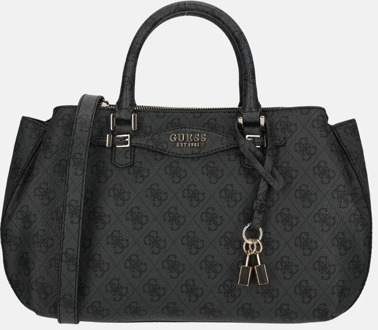 Guess Katya girlfriend satchel handtas coal logo Zwart