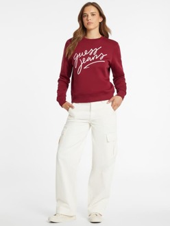 Guess Klassiek Sweater Met Cursief Logo Rood