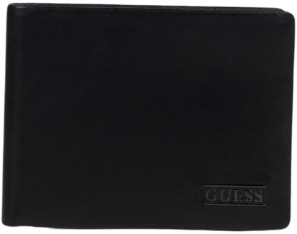 Guess Klassieke Leren Kaarthouder Guess , Black , Heren - ONE Size