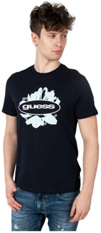 Guess Klassieke Ronde Hals T-Shirt Guess , Blue , Heren - Xl,M,S