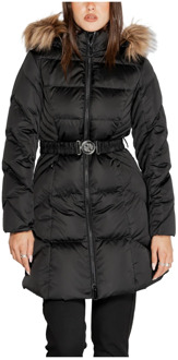 Guess Lange Zwarte Parka met Afneembare Bontkraag Guess , Black , Dames - M,S,Xs