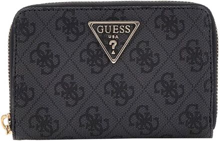 Guess Laurel II Slg Med Zip Around coal logo dames portemonnee Zwart - H 9 x B 14 x D 3 cm
