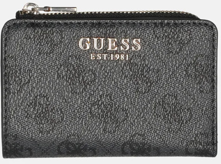 Guess Laurel II zip around card case portemonnee coal logo Zwart