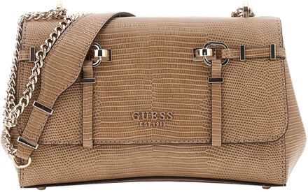 Guess Leona Convertible Xbody Flap beige schoudertas dames - H 15 x B 24 x D 7 cm