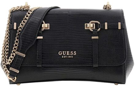 Guess Leona Convertible Xbody Flap black schoudertas dames Zwart - H 15 x B 24 x D 7 cm