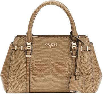 Guess Leona Small Multi Comp Satchel beige handtas dames - H 17 x B 30 x D 11 cm