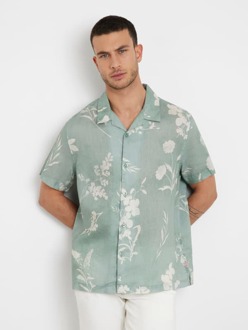 Guess Linnen Shirt Met Bloemenprint Groen multi - L
