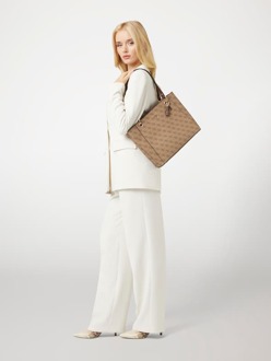 Guess Logo All Over Tote Bag - Model: Cabas Guess , Beige , Dames - ONE Size