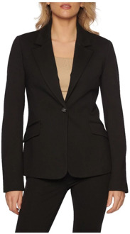 Guess Logo Button Blazer - Zwart Slim Fit Guess , Black , Dames - L,M,S,Xs