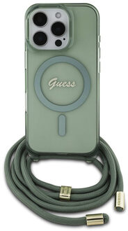 Guess MagSafe IML Backcover met crossbody cord voor de Apple iPhone 16 Pro - Groen