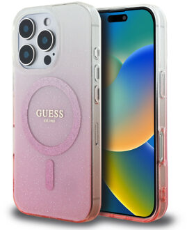 Guess MagSafe IML Glitter Gradient Case voor de Apple iPhone 16 Pro Max - Pink Roze
