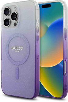 Guess MagSafe IML Glitter Gradient Case voor de Apple iPhone 16 Pro Max - Purple Paars