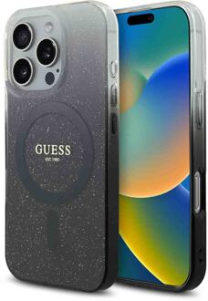 Guess MagSafe IML Glitter Gradient Case voor de Apple iPhone 16 Pro Max - Zwart