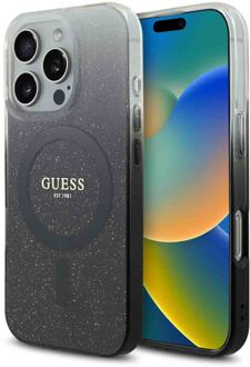 Guess MagSafe IML Glitter Gradient Case voor de Apple iPhone 16 Pro - Zwart