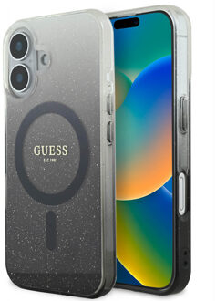 Guess MagSafe IML Glitter Gradient Case voor de Apple iPhone 16 - Zwart