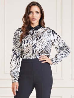 Guess Marciano Blouse Met All-Over Print Animal print zwart - S