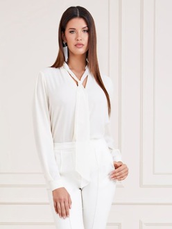 Guess Marciano Blouse Met Strikkraag Wit - L