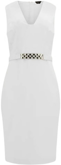 Guess Marciano Bodycon Halflange Jurk Met Riem Wit - 38