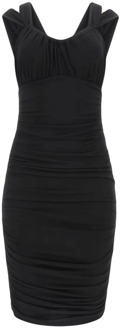 Guess Marciano Geplooide Bodycon Halflange Jurk Zwart - 40