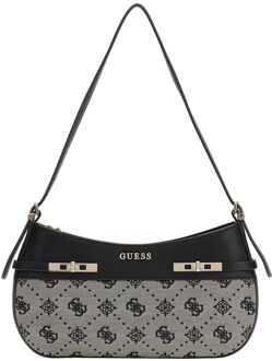 Guess Melinda Logo Shoulder Bag black logo schoudertas dames Zwart - H 13.5 x B 28 x D 4 cm