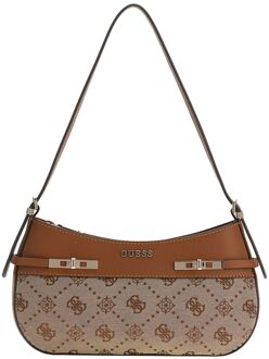 Guess Melinda Logo Shoulder Bag latte logo schoudertas dames Bruin - H 13.5 x B 28 x D 4 cm