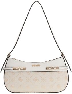 Guess Melinda Logo Shoulder Bag off white logo schoudertas dames Wit - H 13.5 x B 28 x D 4 cm