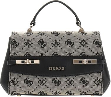 Guess Melinda Logo Top Handle Flap black logo handtas dames Zwart - H 15 x B 25 x D 7,5 cm