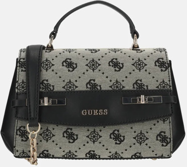 Guess Melinda top handle flap handtas black logo Zwart multi
