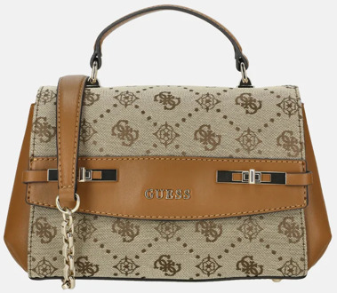 Guess Melinda top handle flap handtas latte logo Bruin