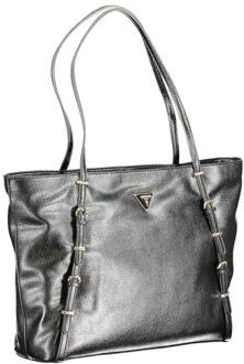 Guess Metallic Tote Tas met Rits Sluiting Guess , Black , Dames - ONE Size