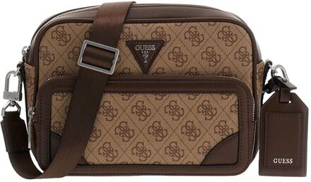 Guess Milano Crossbody Double Zip beige\cognac schoudertas heren Multicolor - H 21 x B 23,5 x D 4,5 cm