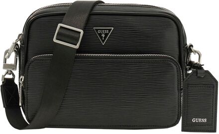 Guess Milano Crossbody Double Zip black schoudertas heren Zwart - H 21 x B 23,5 x D 4,5 cm