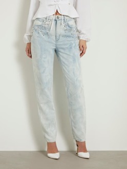 Guess Mom Jeans Met Strass Lichtblauw - 29